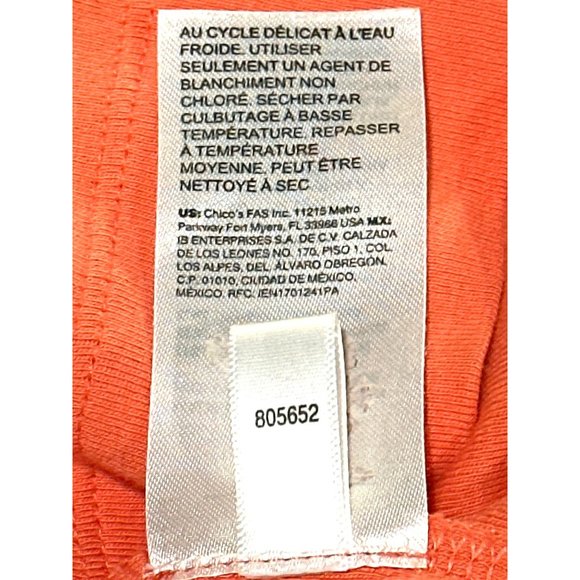 Chicos The Ultimate Tee Long Sleeve Orange Blouse Size 3 - Picture 7 of 9